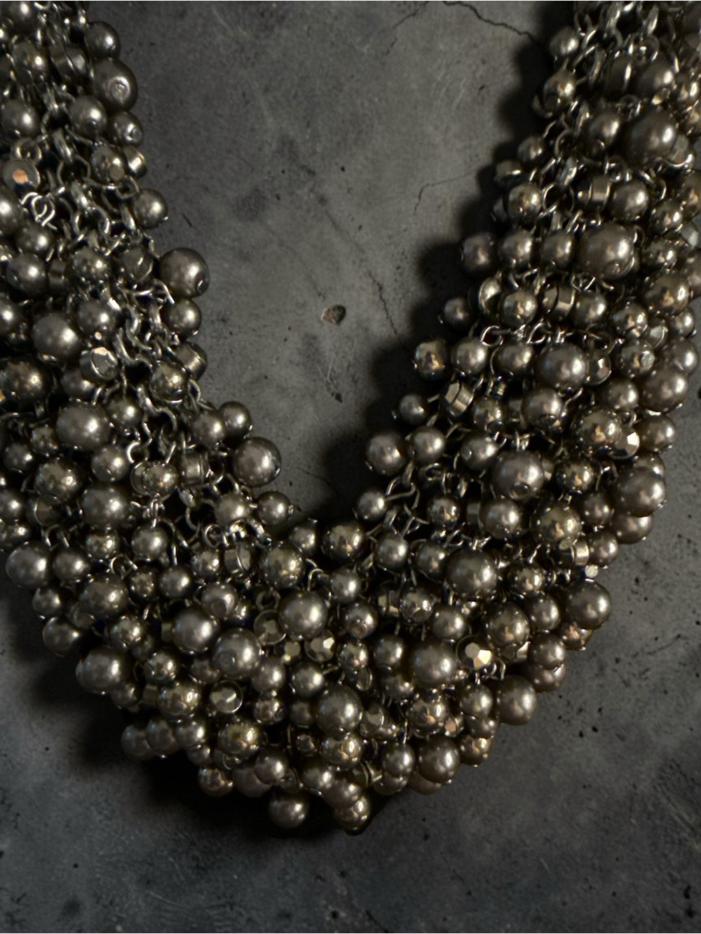 Gunmetal Multi-Strand Cluster
Statement Necklace 16” + Extender